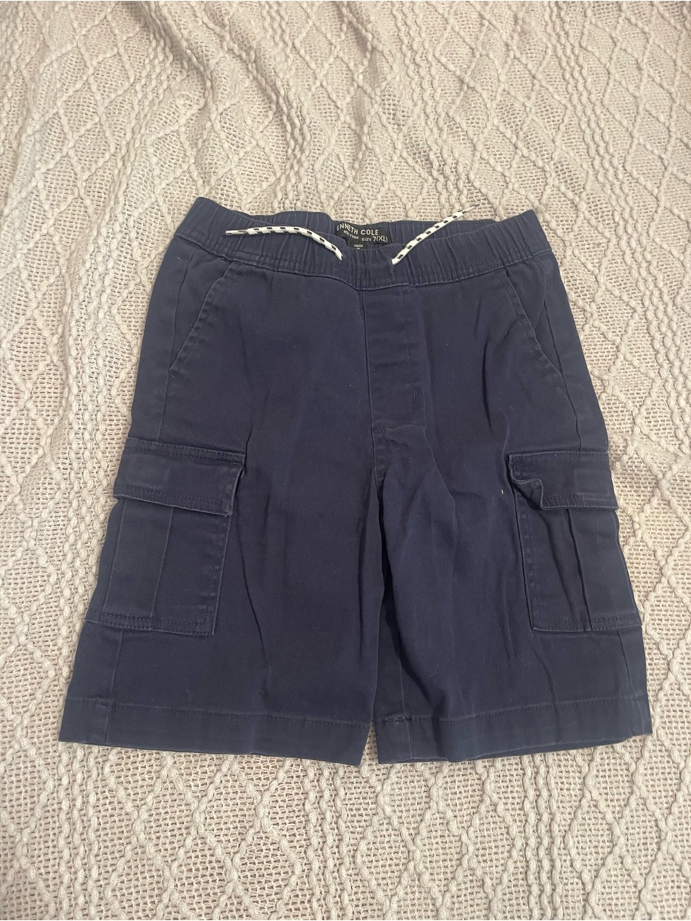 Kenneth Cole Boys Navy Cargo Shorts with Drawstring